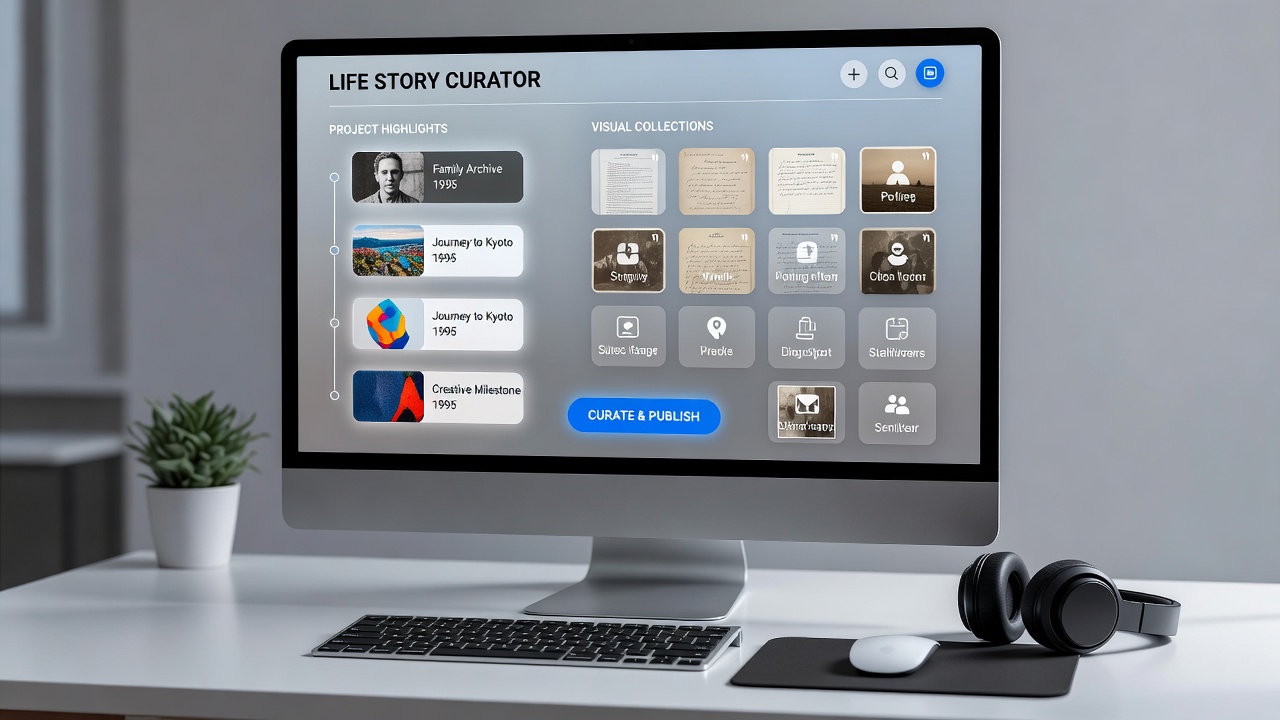 Mid-article view of visual collections integrated with project highlights on a personal web platform